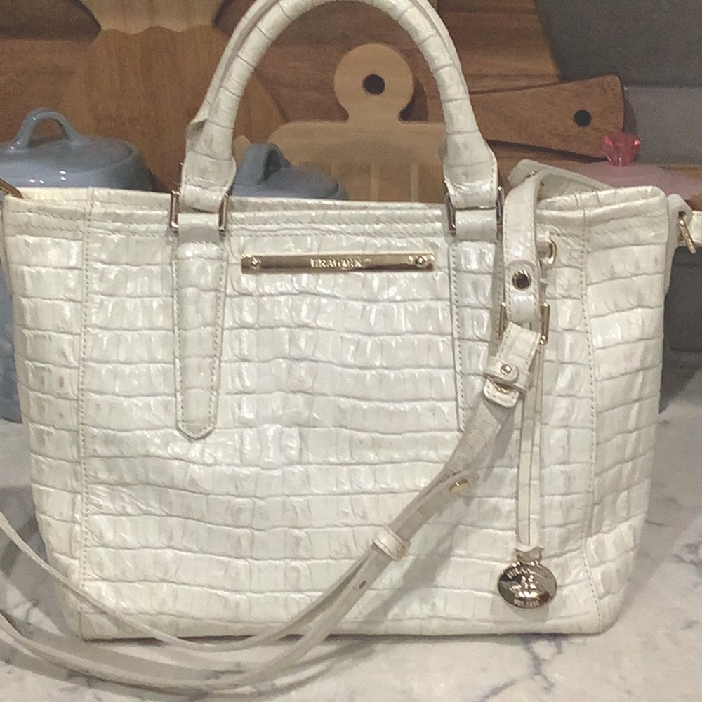 Brahman mini Arno macaroon la scala croc leather satchel